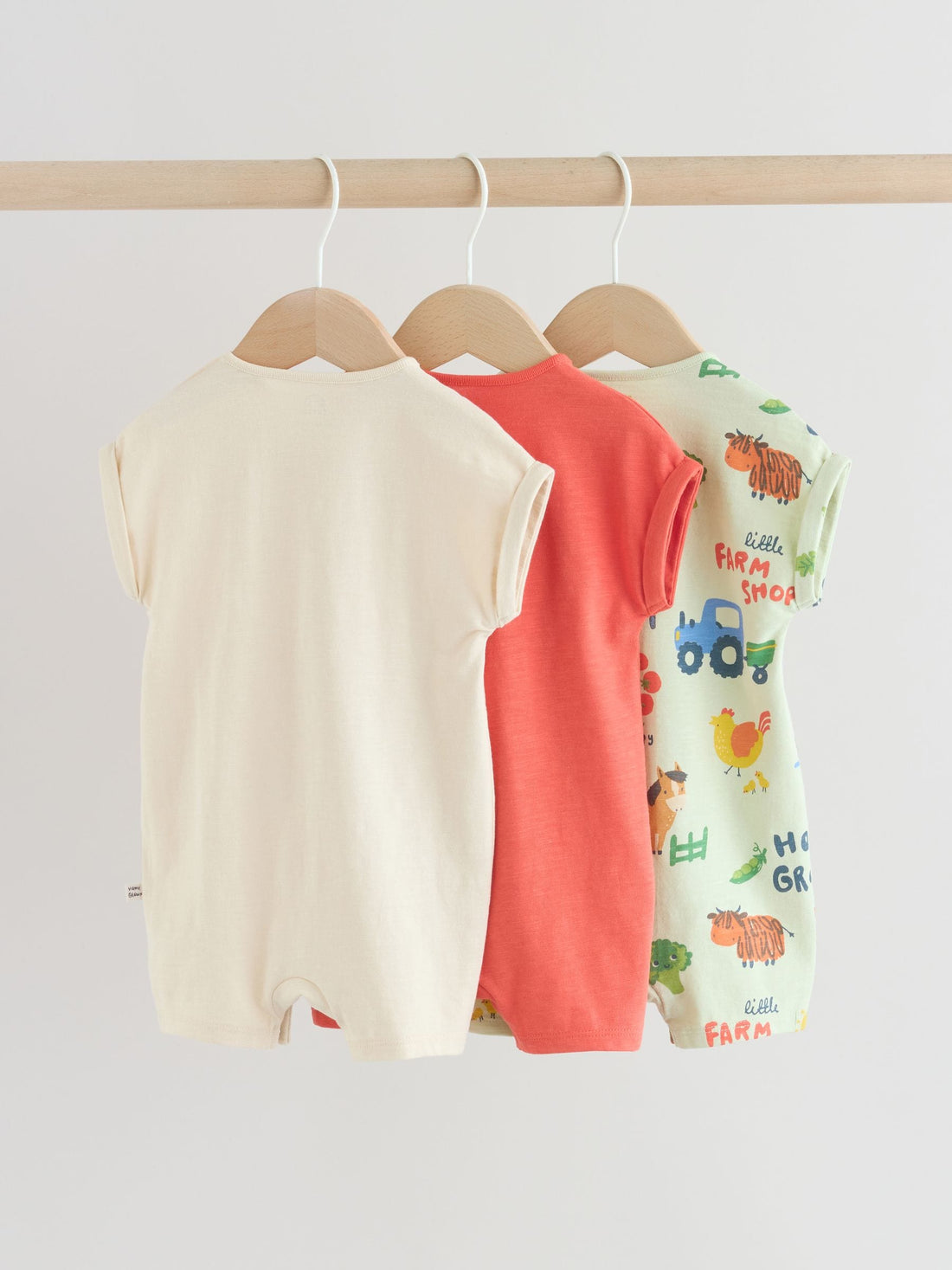 Farmyard Jersey Baby Rompers 3 Pack