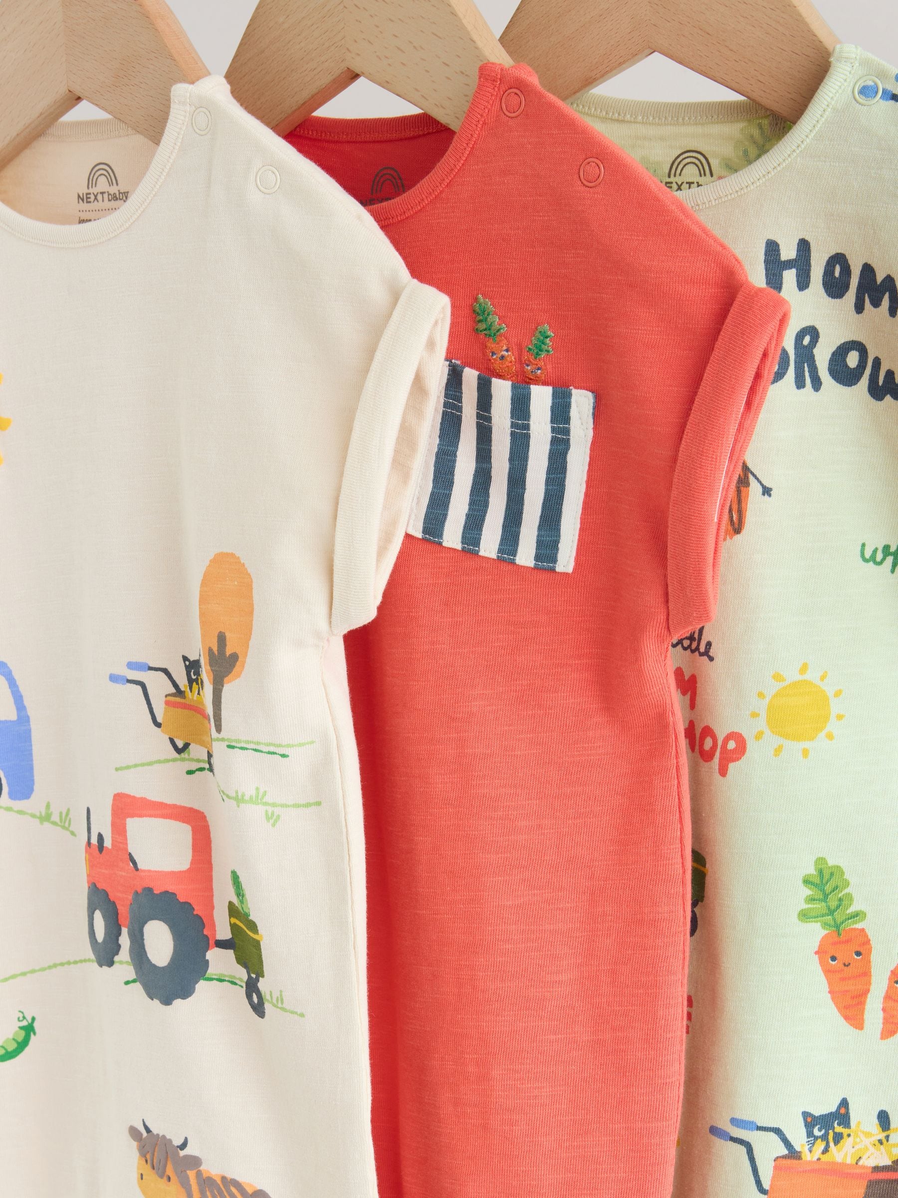 Farmyard Jersey Baby Rompers 3 Pack