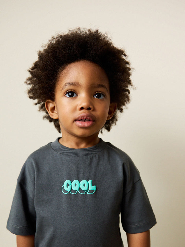 Charcoal Grey Cool Slogan Short Sleeve Small Graphic T-Shirt (3mths-8yrs)