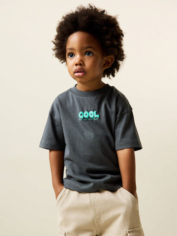 Charcoal Grey Cool Slogan Short Sleeve Small Graphic T-Shirt (3mths-8yrs)
