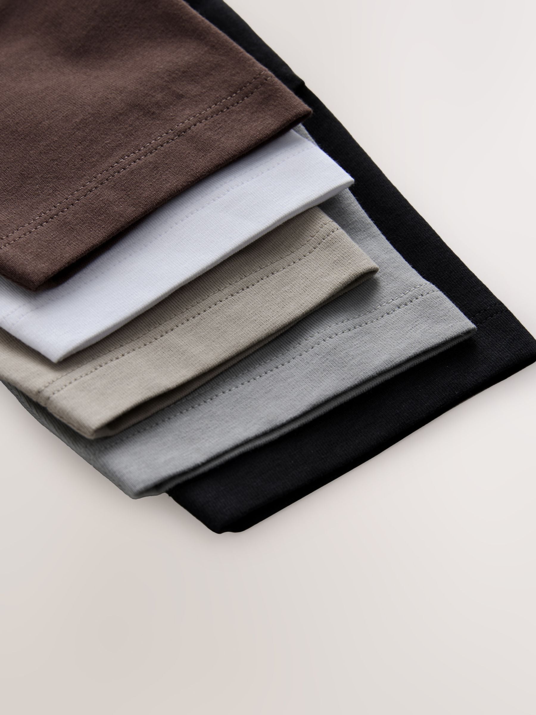 Black/Grey/Brown/Stone/White Relaxed Fit Short Sleeve T-Shirts 5 Pack (3mths-7yrs)