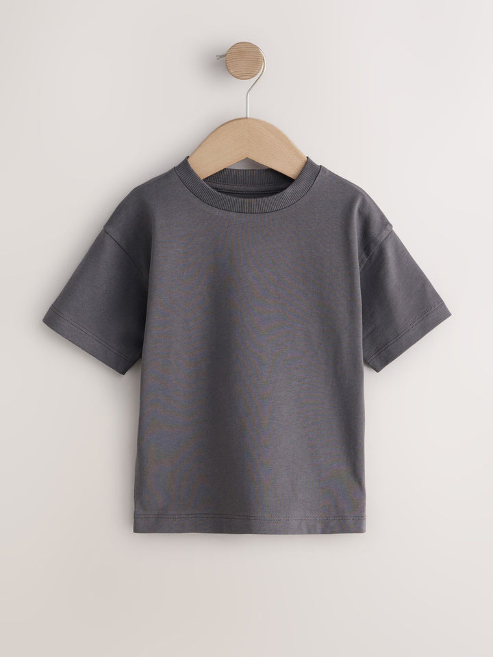 Charcoal/White/Blue/Orange/Green Relaxed Fit Short Sleeve T-Shirts 5 Pack (3mths-7yrs)