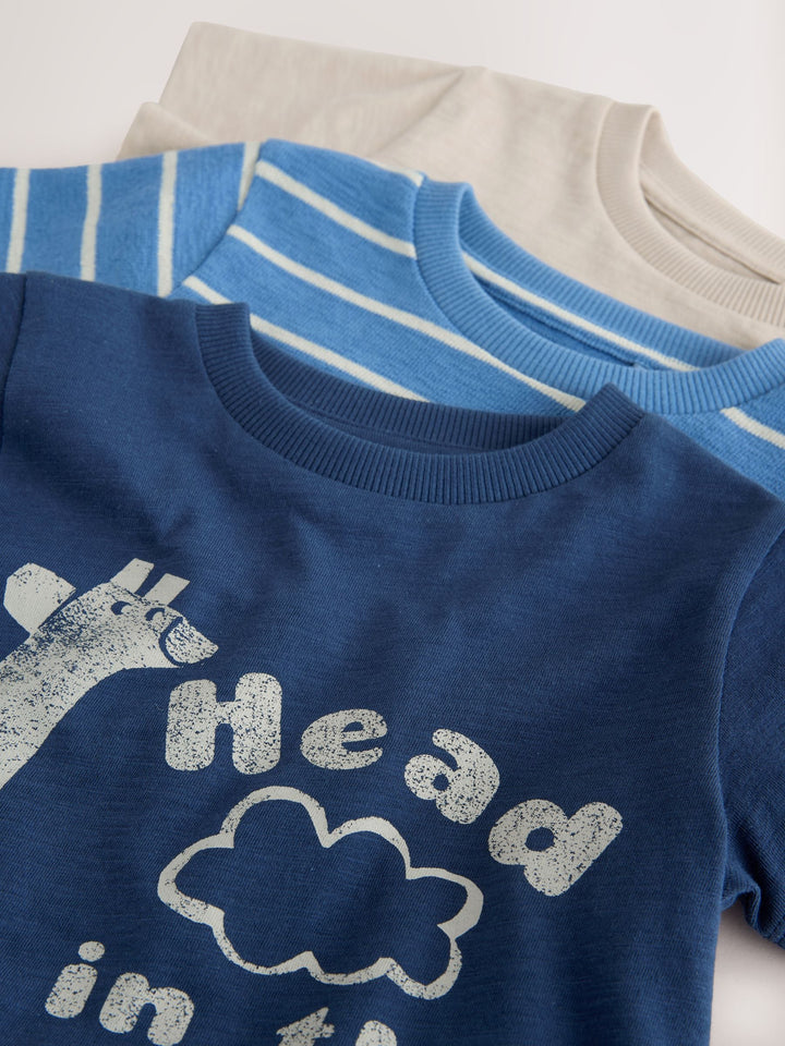 Blue Safari Short Sleeve Graphic T-Shirts 3 Pack (3mths-7yrs)