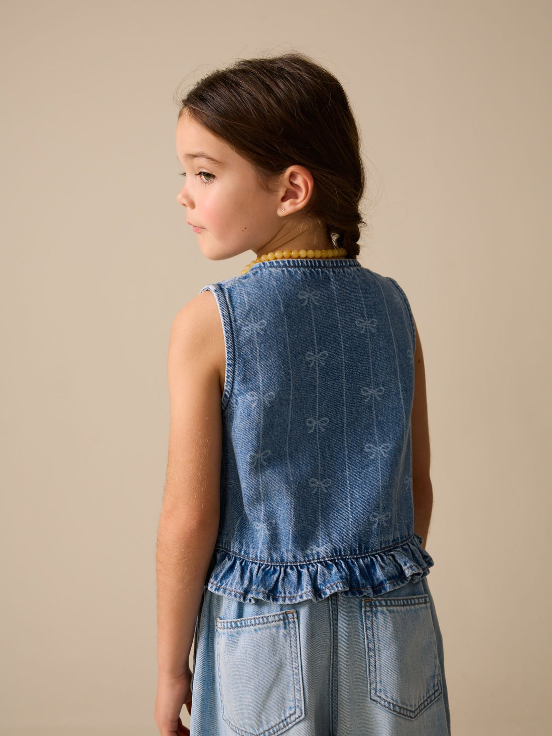 Denim Blue Denim Bow Sleeveless Waistcoat (3-16yrs)
