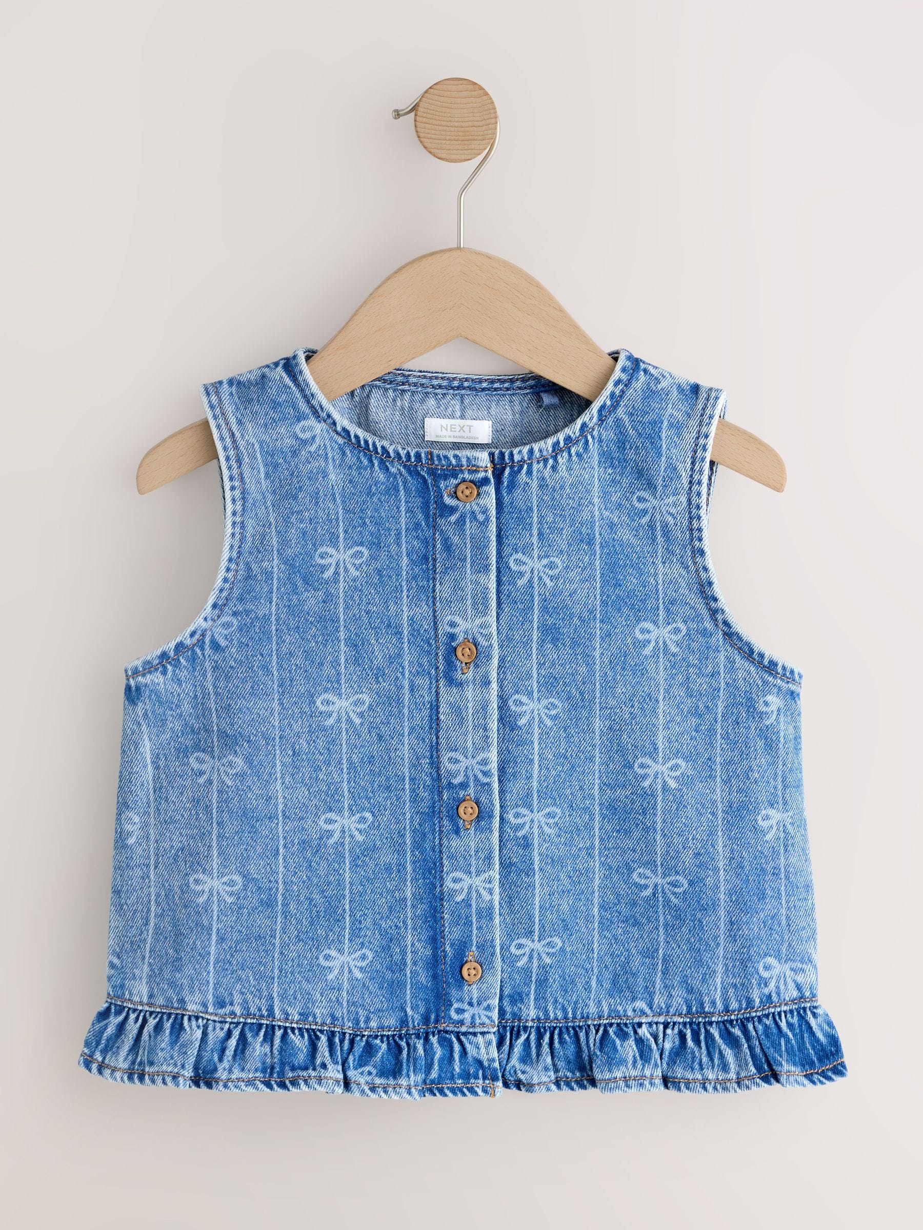 Denim Blue Denim Bow Sleeveless Waistcoat (3-16yrs)