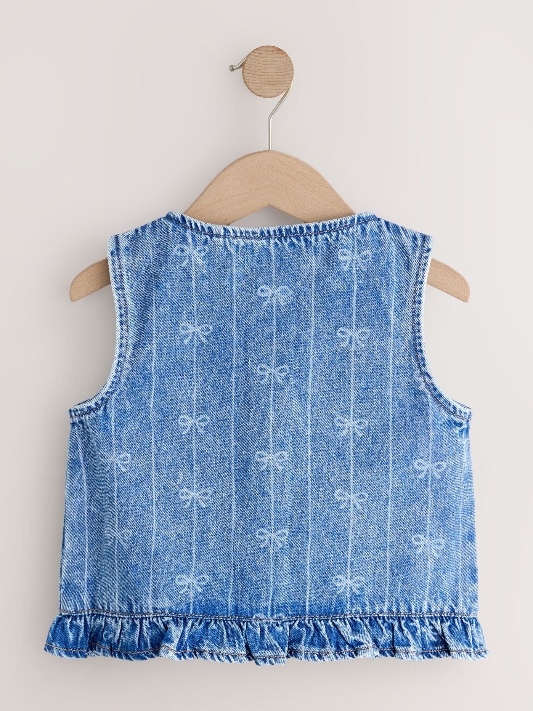 Denim Blue Denim Bow Sleeveless Waistcoat (3-16yrs)