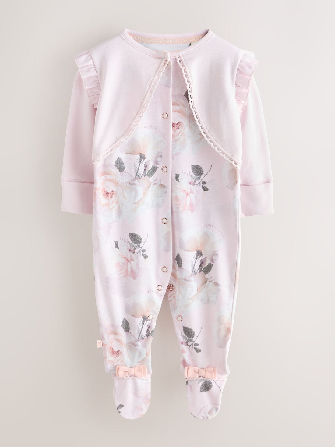 Baker by Ted Baker Pink Overlay Floral Sleepsuit
