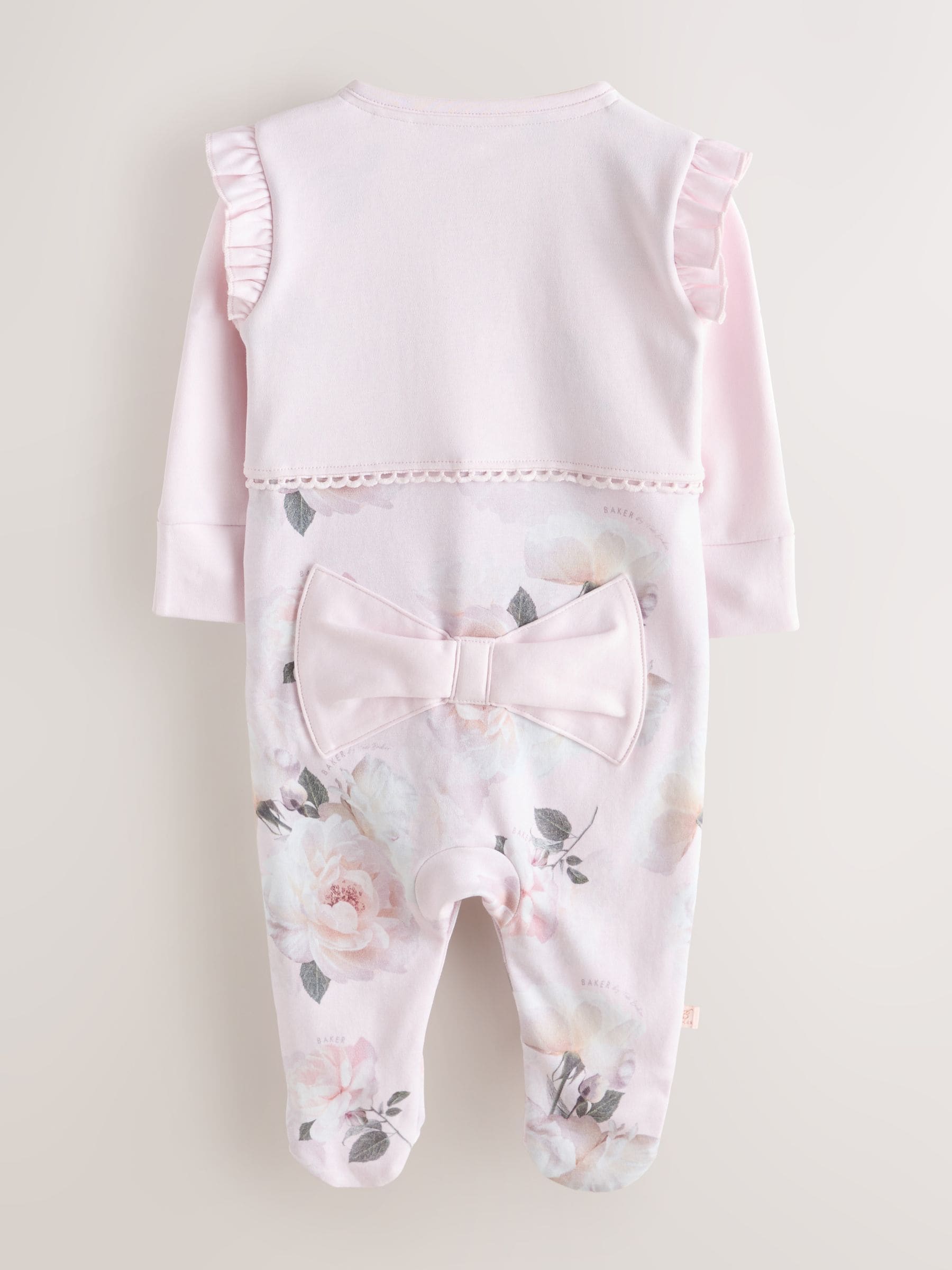 Baker by Ted Baker Pink Overlay Floral Sleepsuit