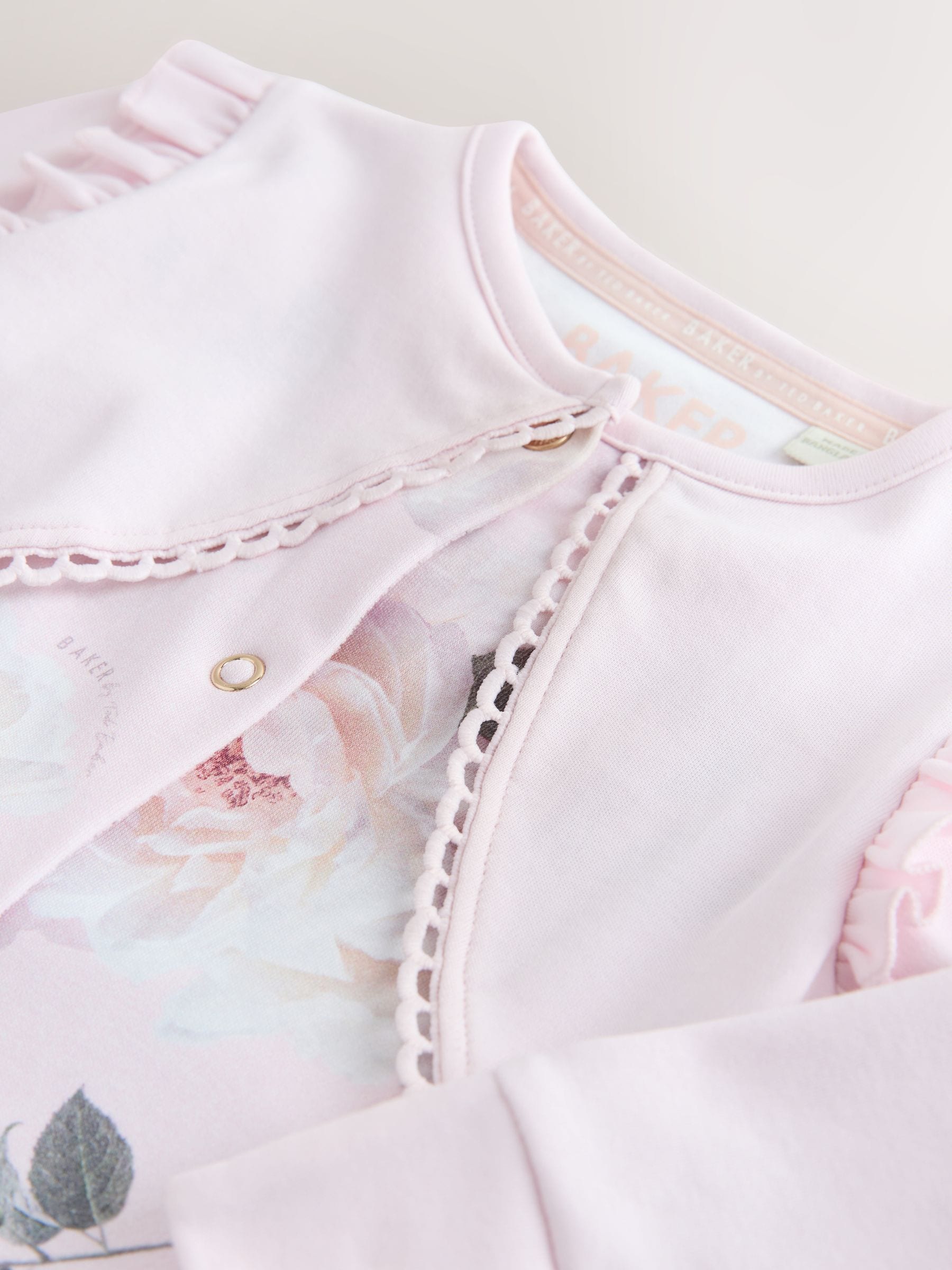 Baker by Ted Baker Pink Overlay Floral Sleepsuit