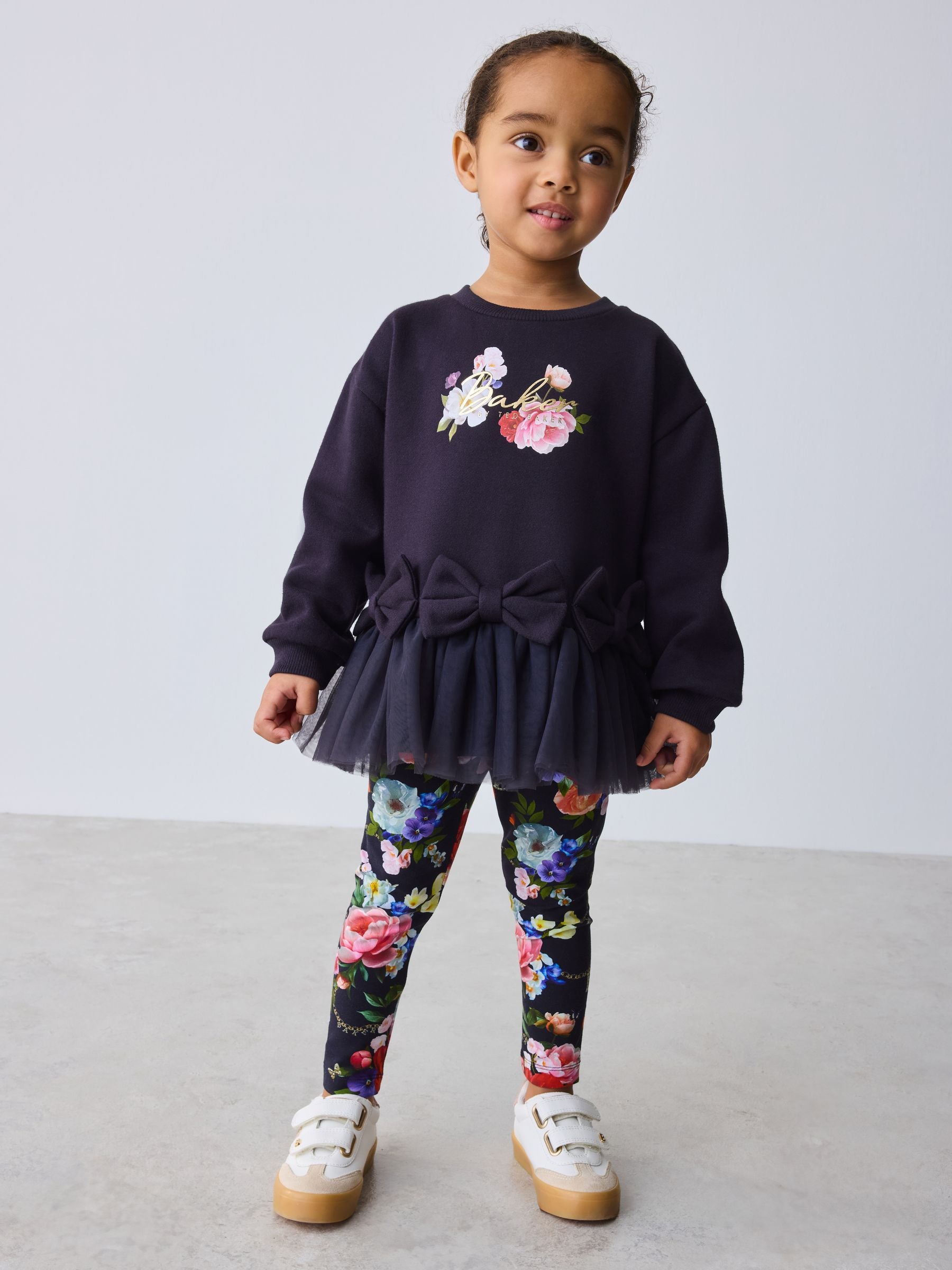 Baker by Ted Baker 2 Piece Bow Mesh Hem Sweat Top & Leggings Set