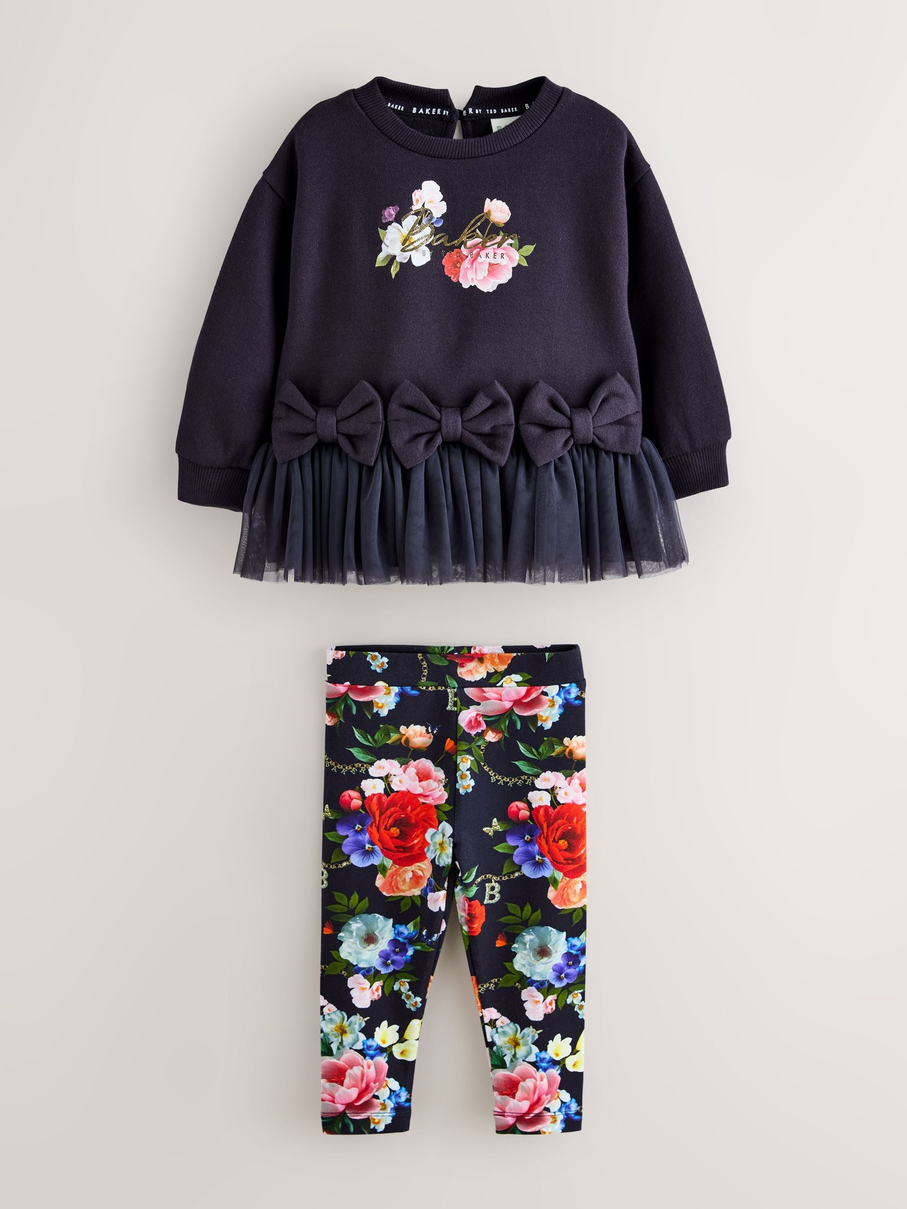 Baker by Ted Baker 2 Piece Bow Mesh Hem Sweat Top & Leggings Set