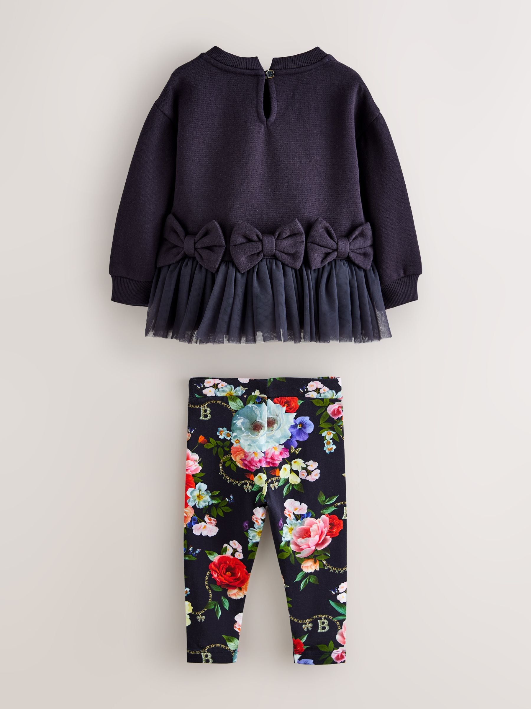 Baker by Ted Baker 2 Piece Bow Mesh Hem Sweat Top & Leggings Set