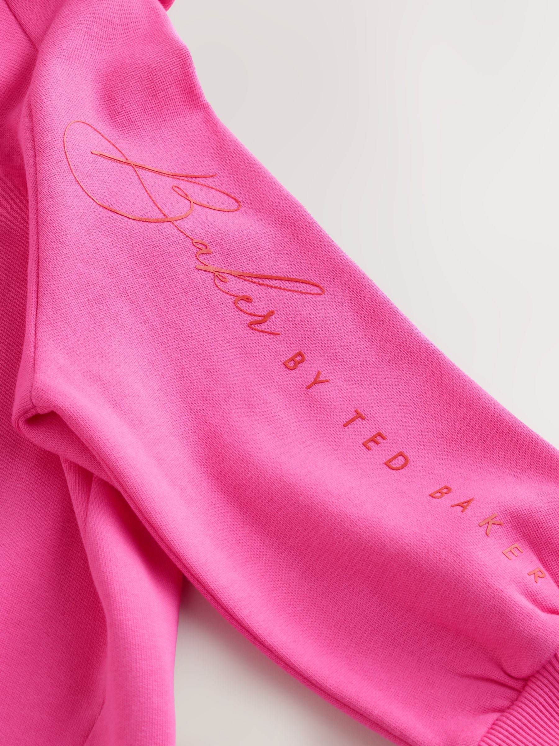 Baker by Ted Baker 2 Piece Oversized Script Pink Hoodie & Cycle Shorts Set