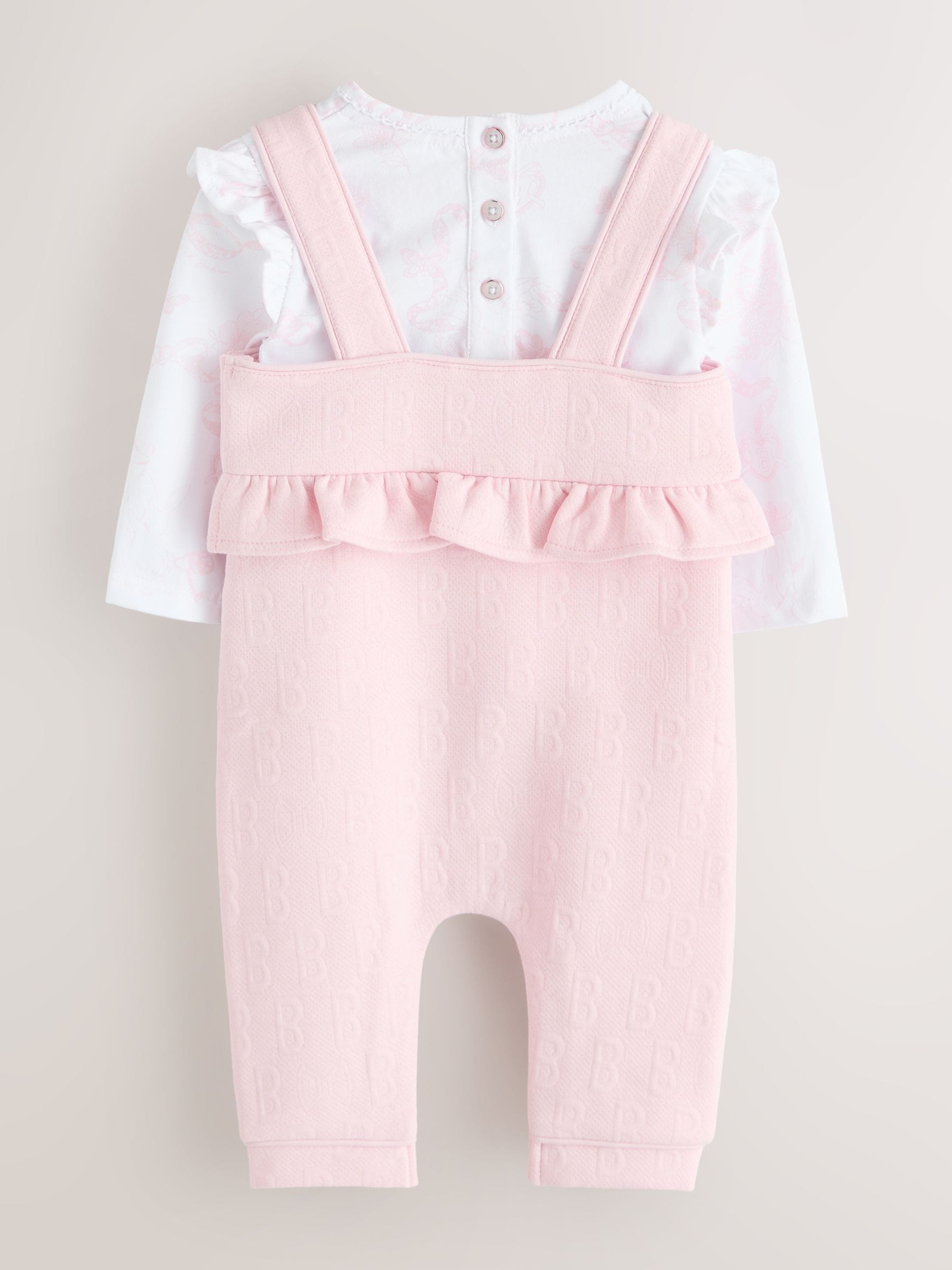 Baker by Ted Baker 2 Piece Jacquard Bow Dungaree & T-Shirt Set