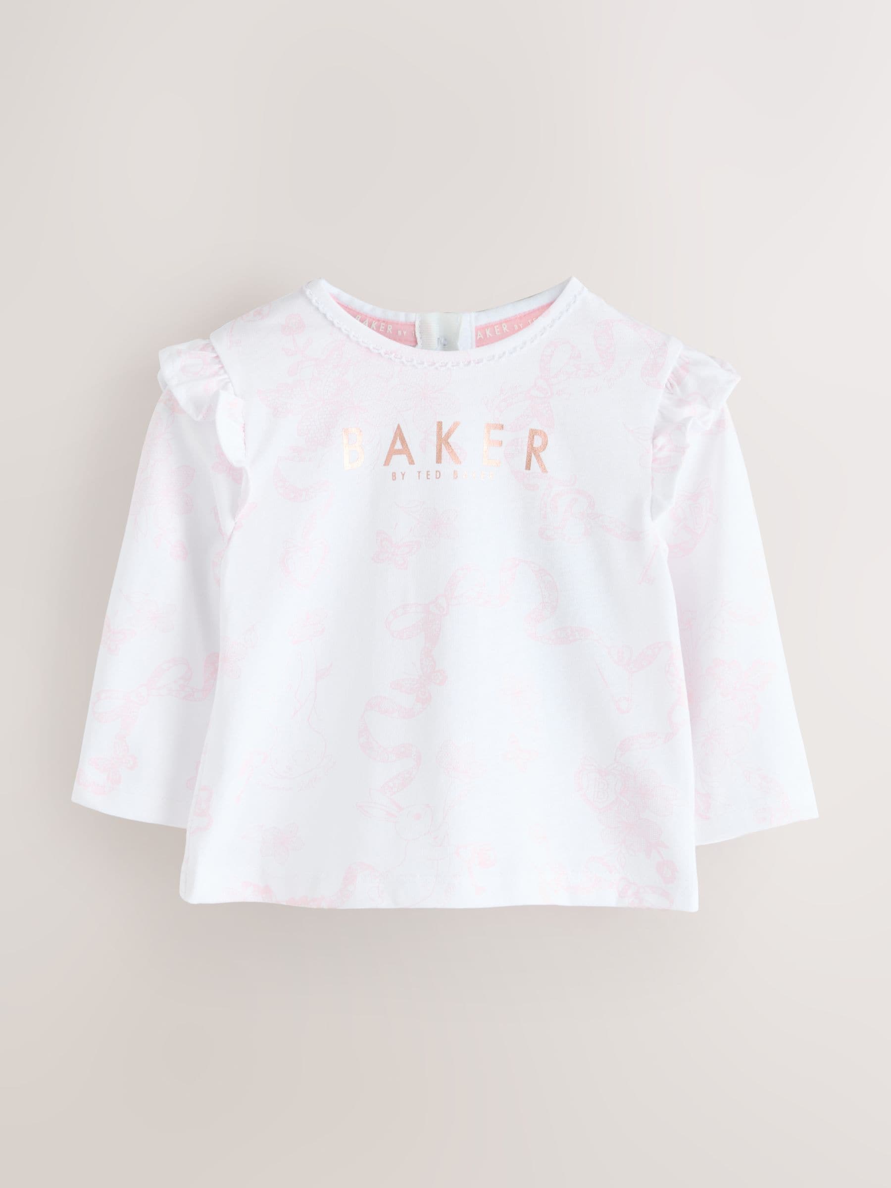 Baker by Ted Baker 2 Piece Jacquard Bow Dungaree & T-Shirt Set