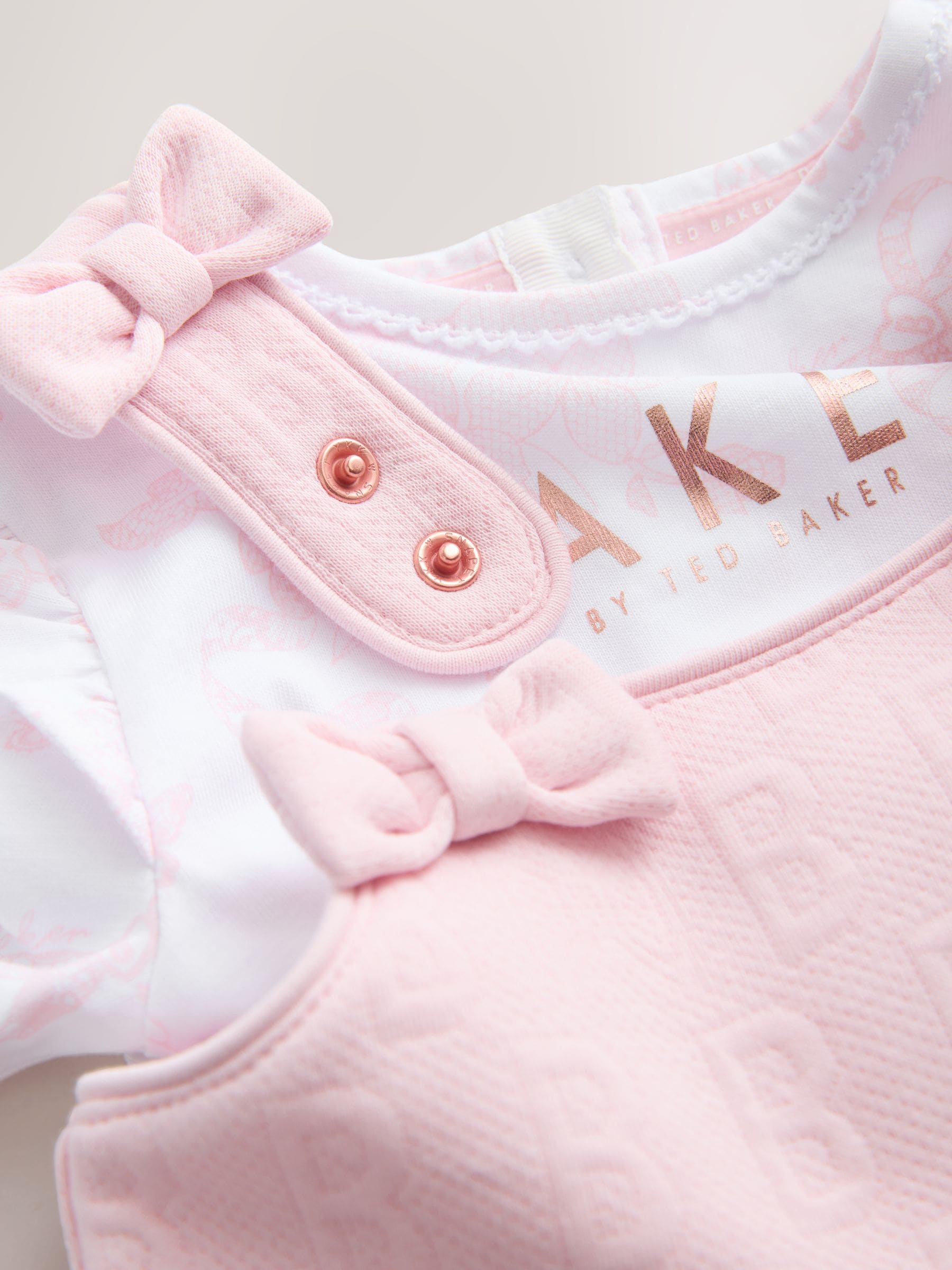 Baker by Ted Baker 2 Piece Jacquard Bow Dungaree & T-Shirt Set