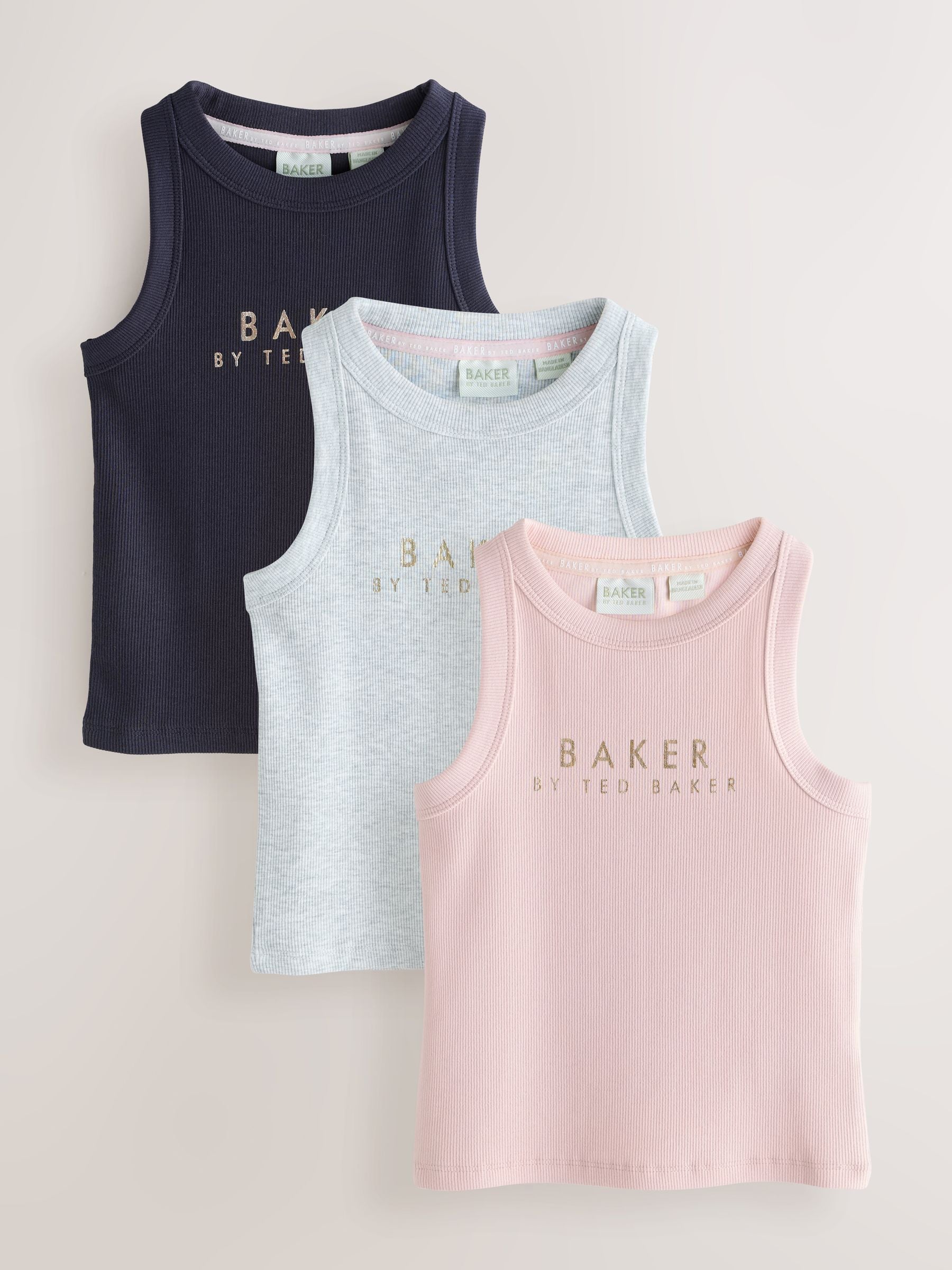 Baker by Ted Baker 3 Pack Ribbed Racer Vests