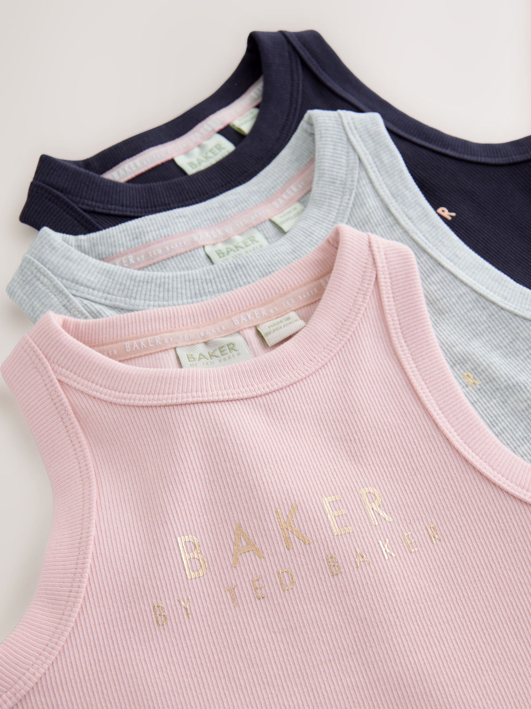 Baker by Ted Baker 3 Pack Ribbed Racer Vests