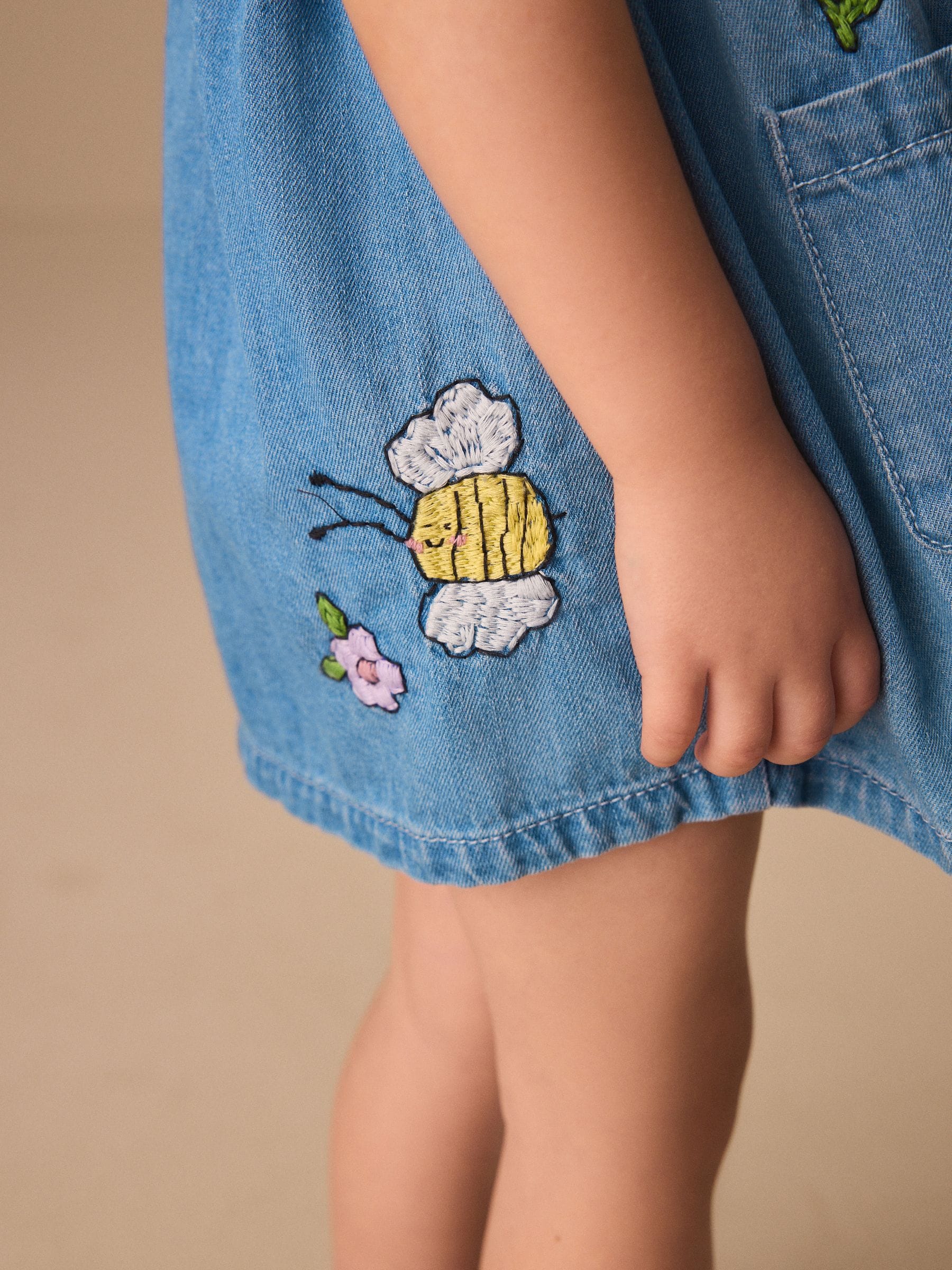 Character Embroidered Collar Denim Dress (3mths-8yrs)