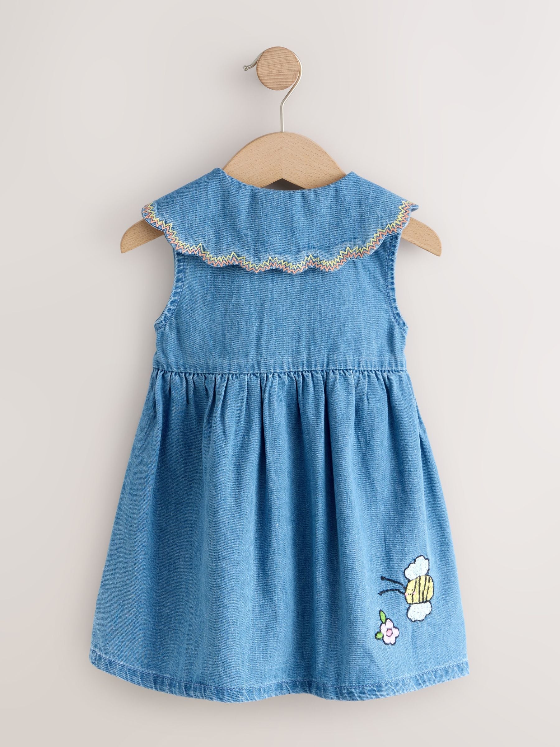 Character Embroidered Collar Denim Dress (3mths-8yrs)