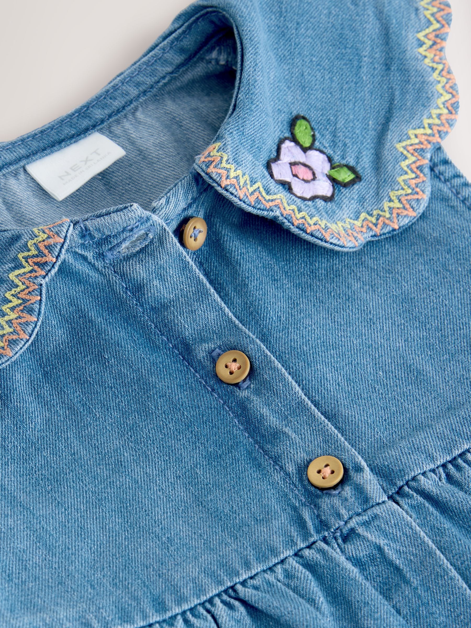 Character Embroidered Collar Denim Dress (3mths-8yrs)