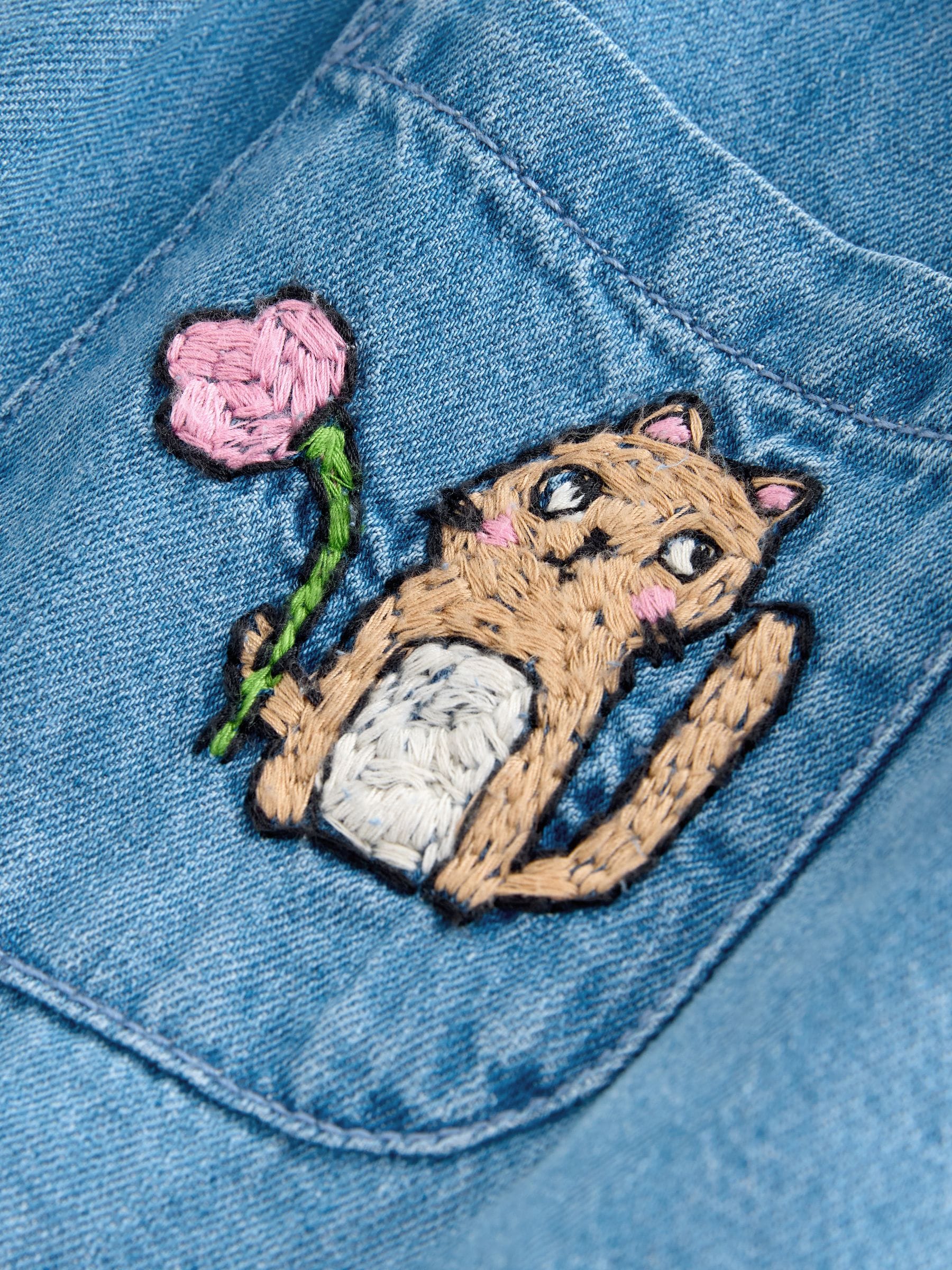 Character Embroidered Collar Denim Dress (3mths-8yrs)