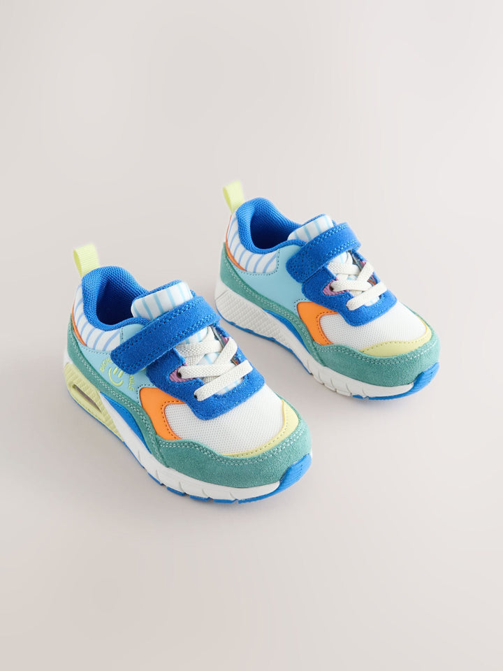 Blue/Green Standard Fit (F) Elastic Lace Trainers