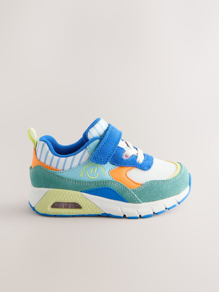 Blue/Green Standard Fit (F) Elastic Lace Trainers