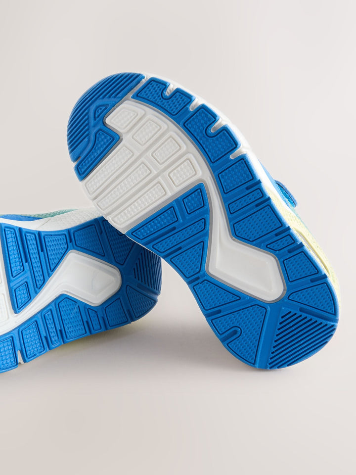 Blue/Green Standard Fit (F) Elastic Lace Trainers