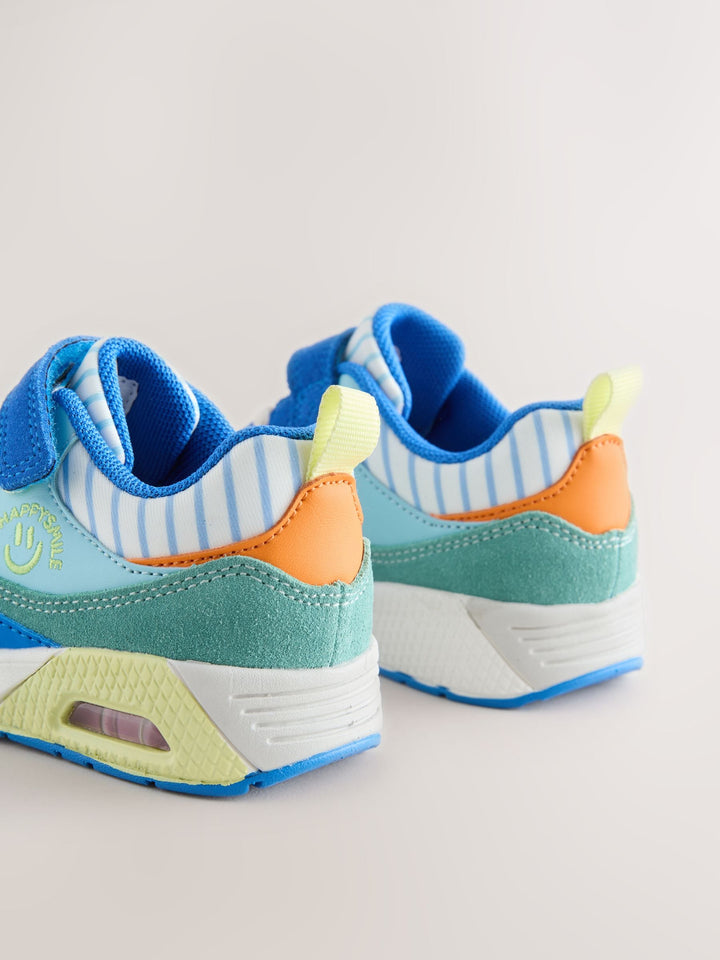 Blue/Green Standard Fit (F) Elastic Lace Trainers