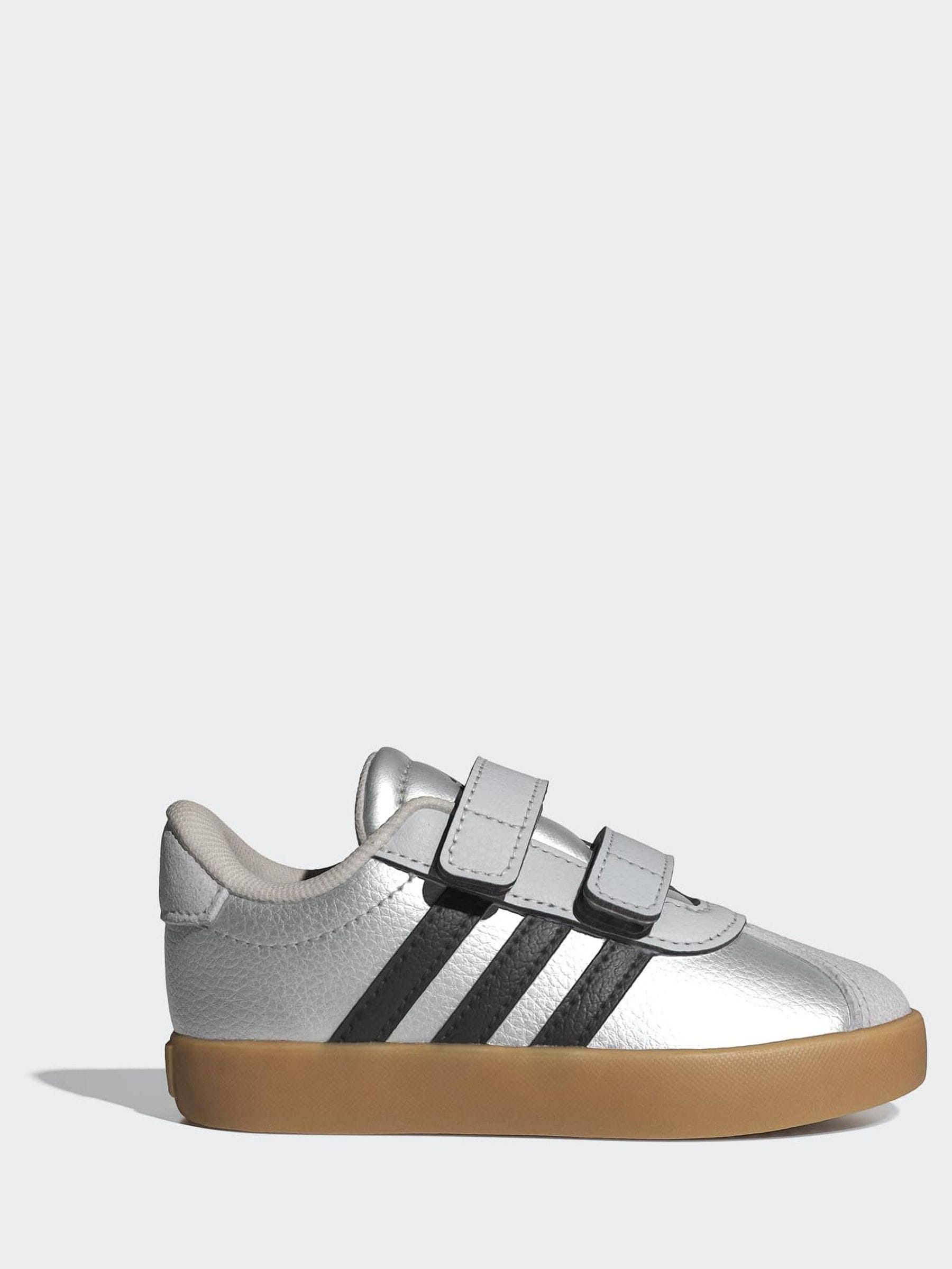 adidas Grey VL Court 3.0 Hook and Loop Infant Trainers
