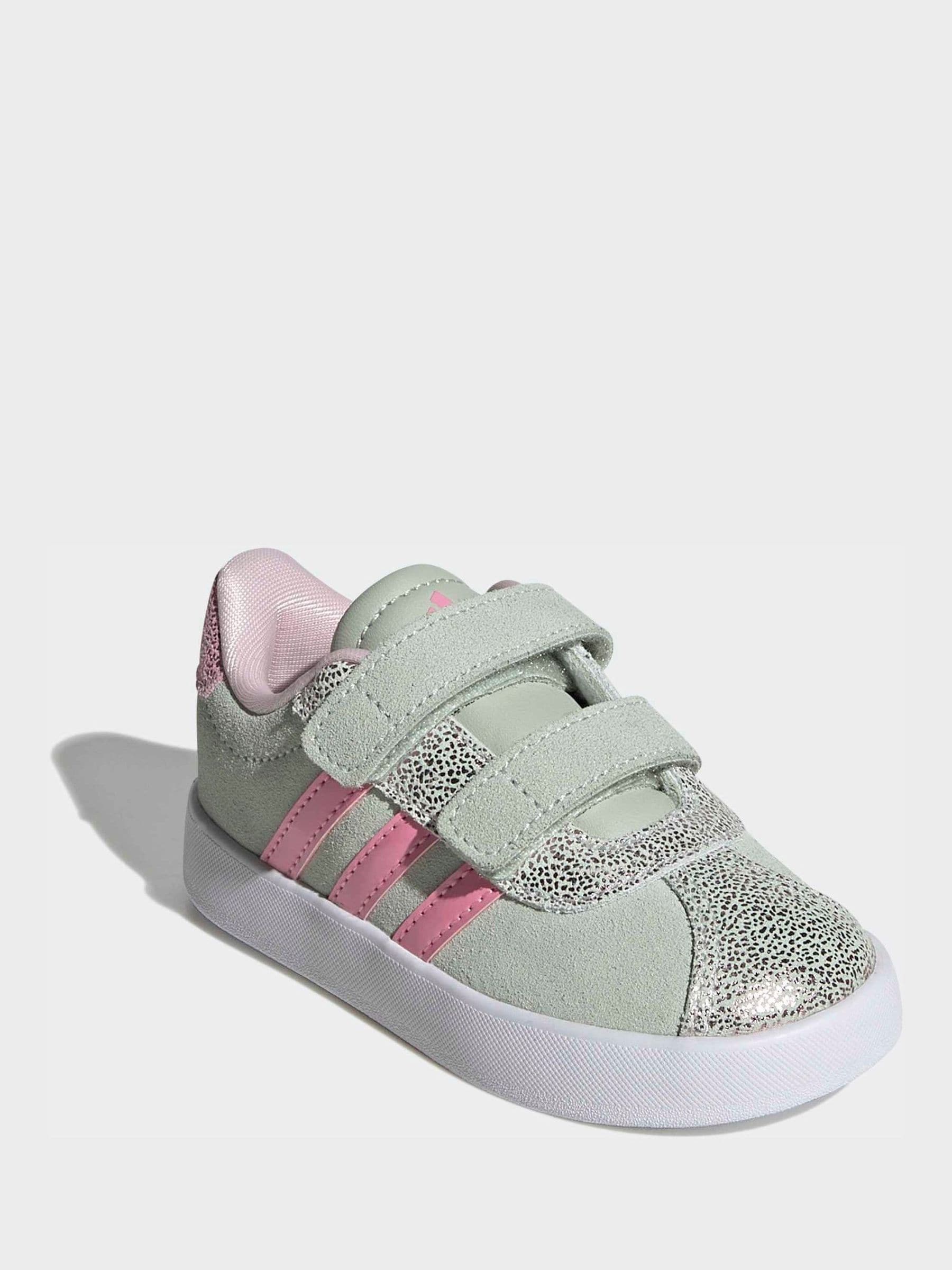 adidas Green VL Court 3.0 Hook and Loop Kids Trainers