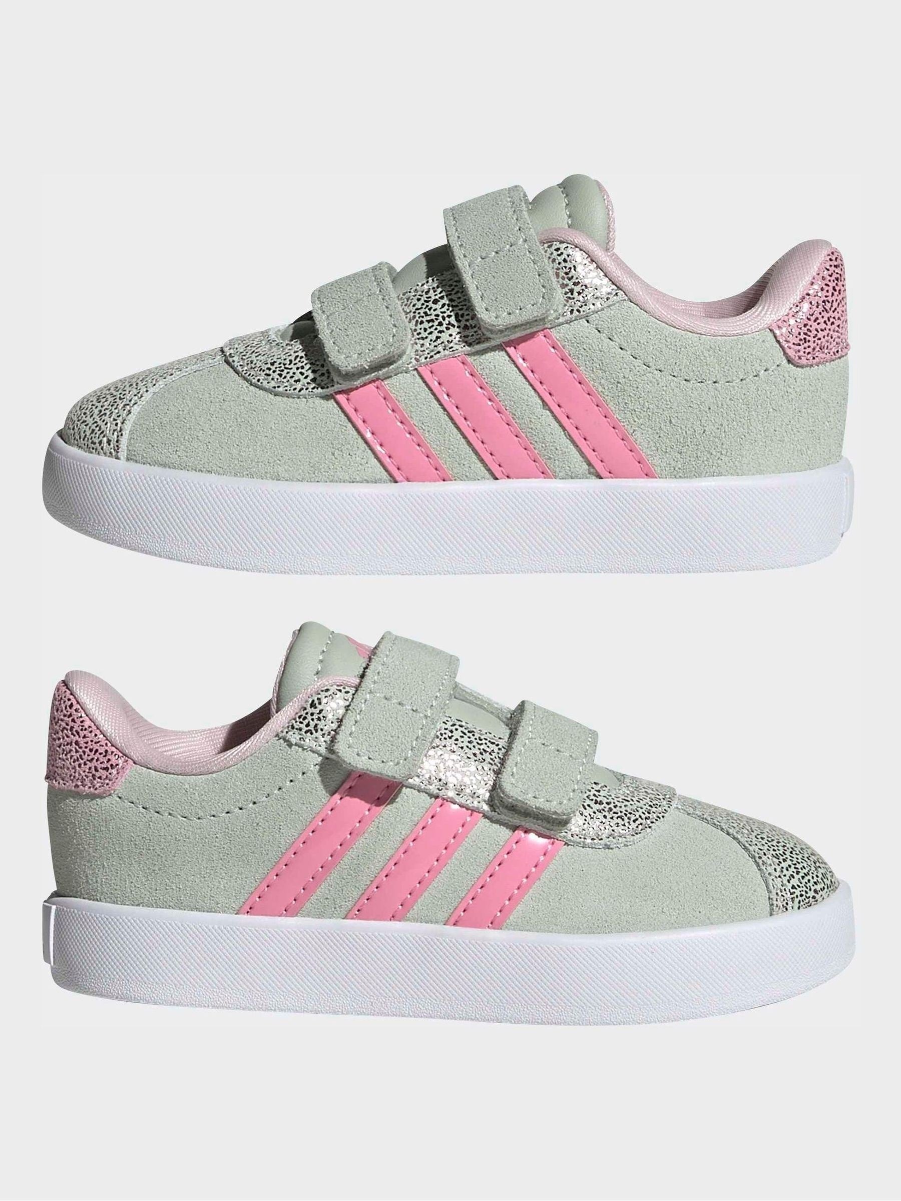 adidas Green VL Court 3.0 Hook and Loop Kids Trainers