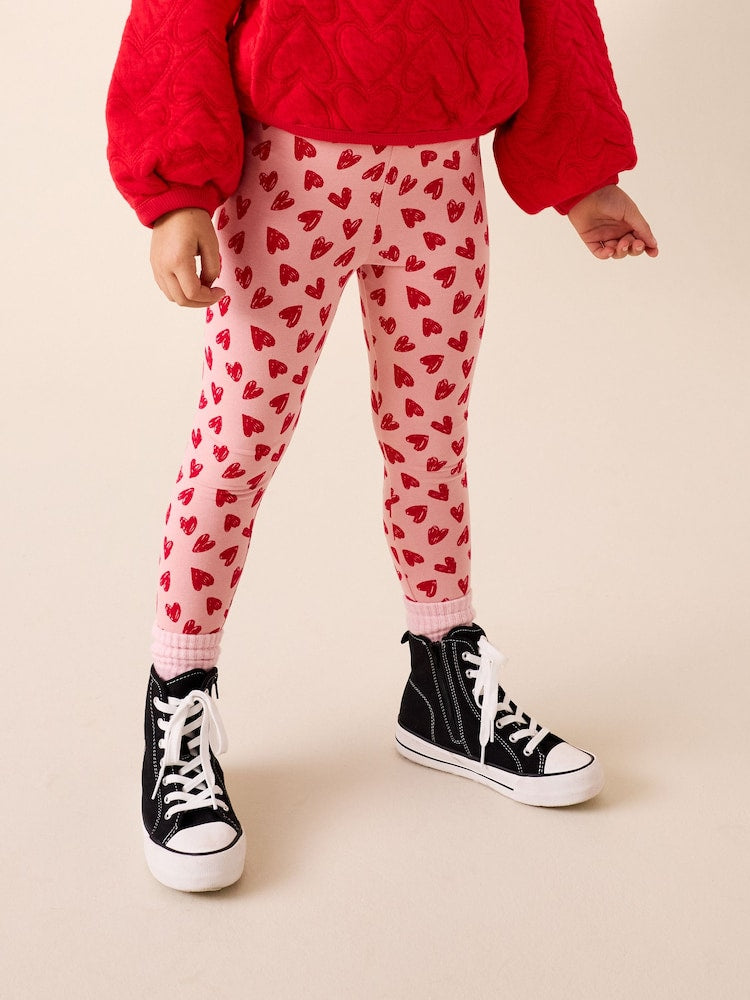 Pink/Red Heart Leggings (3-16yrs) - Image 2 of 8