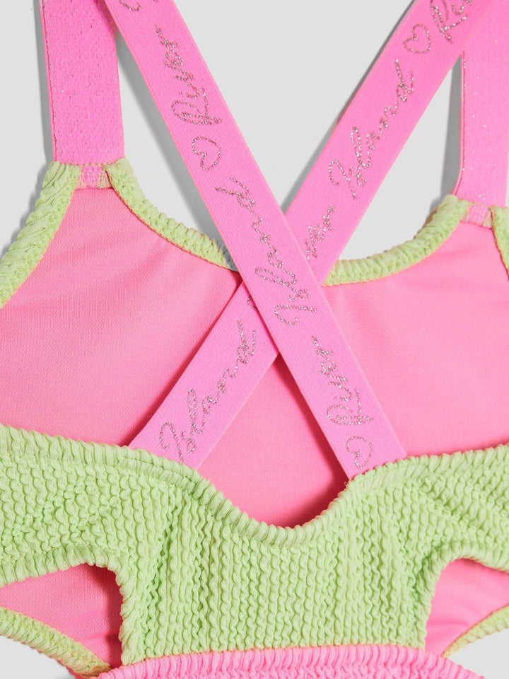 River Island Green Girls Elastic Colour Block Swimsuit