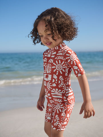 Brown Aztec Sunsafe All-In-One Swimsuit (3mths-9yrs)