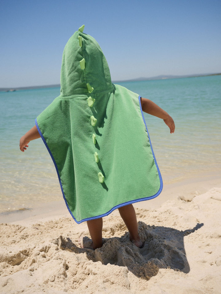 Green Dino Towelling Poncho (9mths-6yrs)