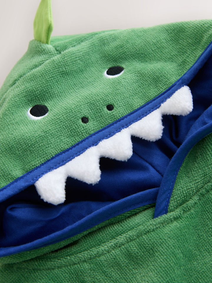 Green Dino Towelling Poncho (9mths-6yrs)