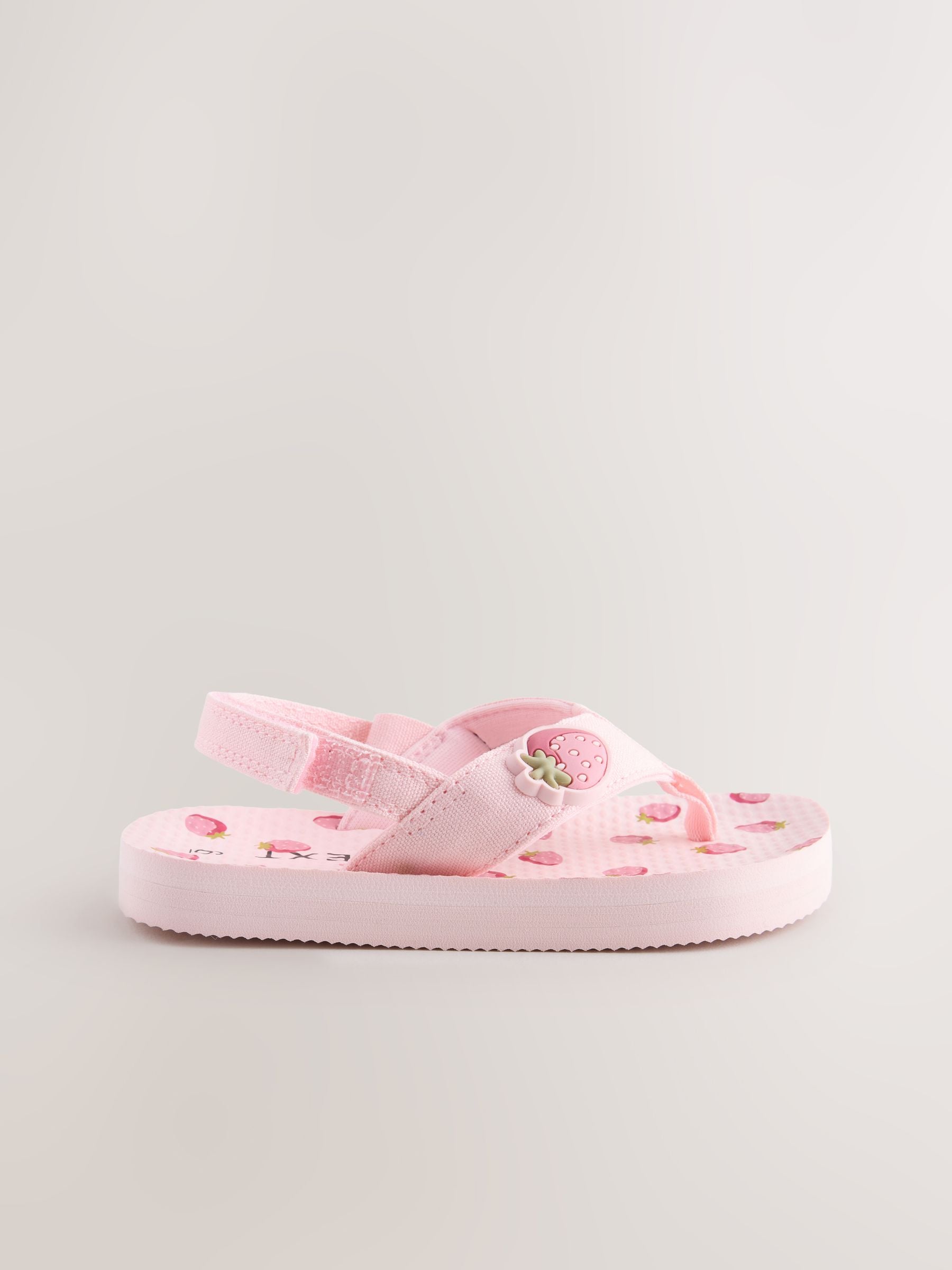 Pink Strawberry Flip Flops With Back Strap