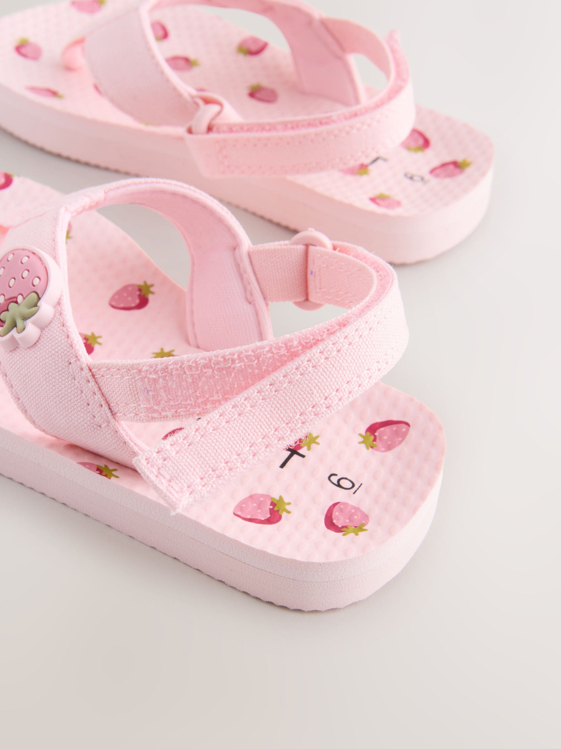 Pink Strawberry Flip Flops With Back Strap