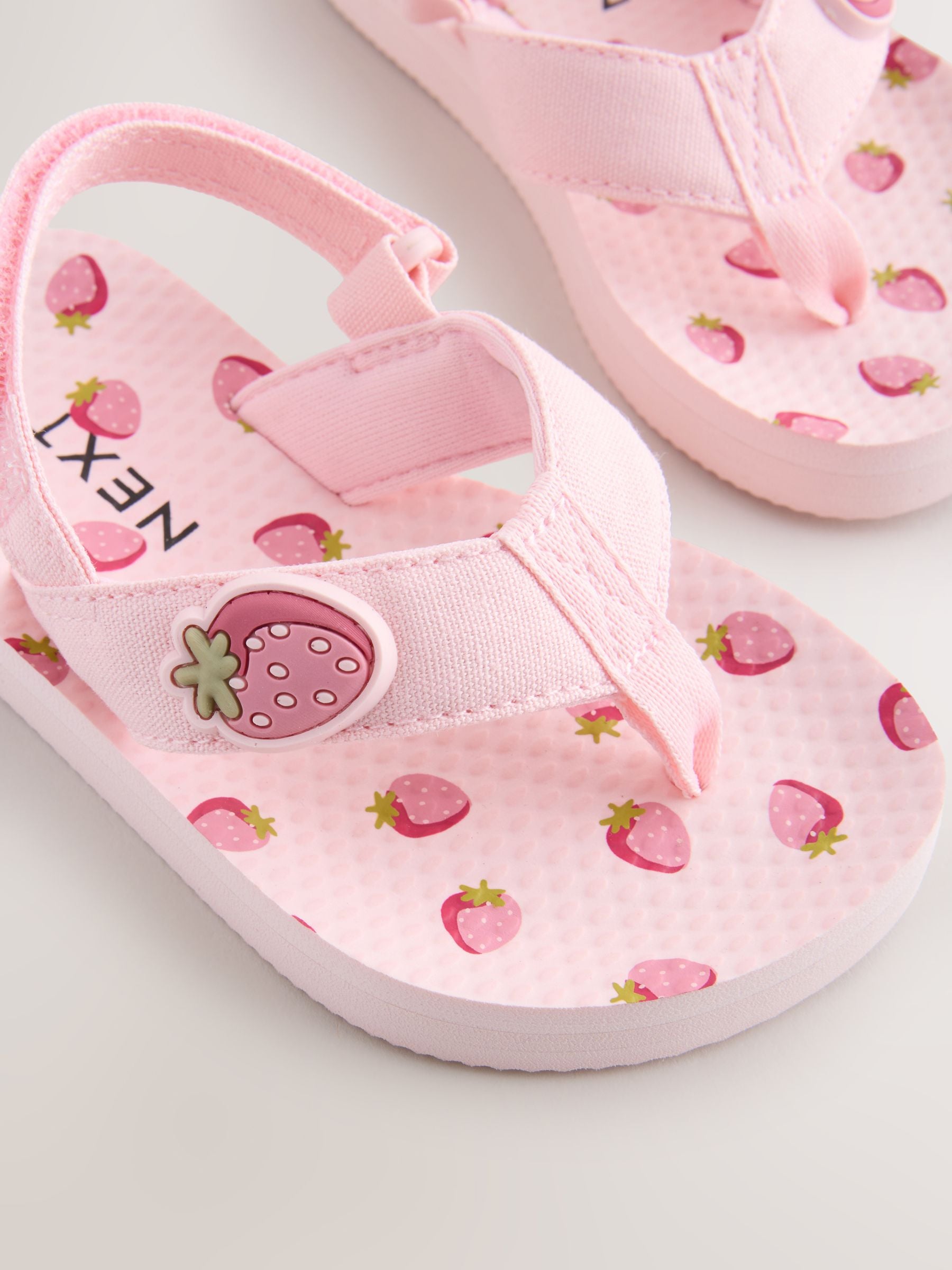 Pink Strawberry Flip Flops With Back Strap