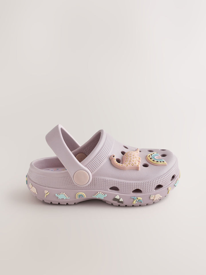Purple Dinosaur Character Clogs