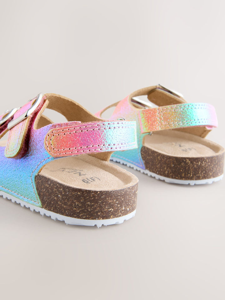 Multi Glitter Wide Fit (G) Double Buckle Cushioned Footbed Sandals