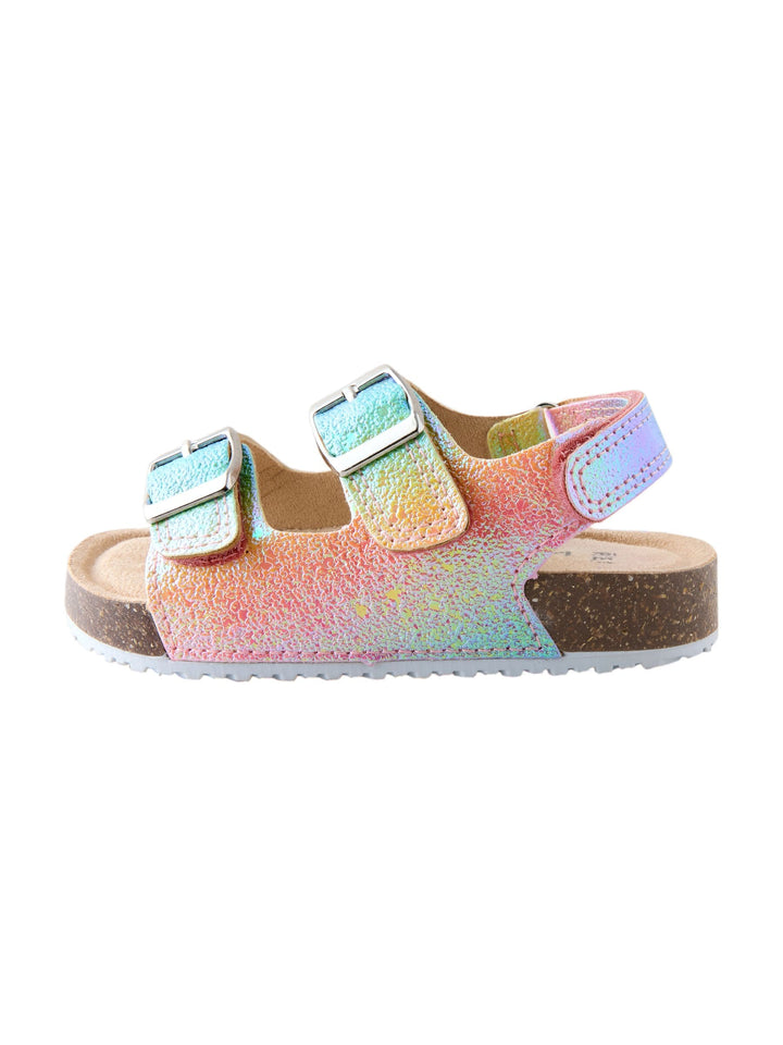 Multi Glitter Wide Fit (G) Double Buckle Cushioned Footbed Sandals