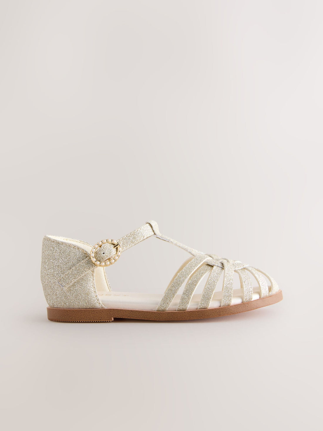 Gold Glitter Wide Fit (G) Fisherman Heart Occasion Sandals