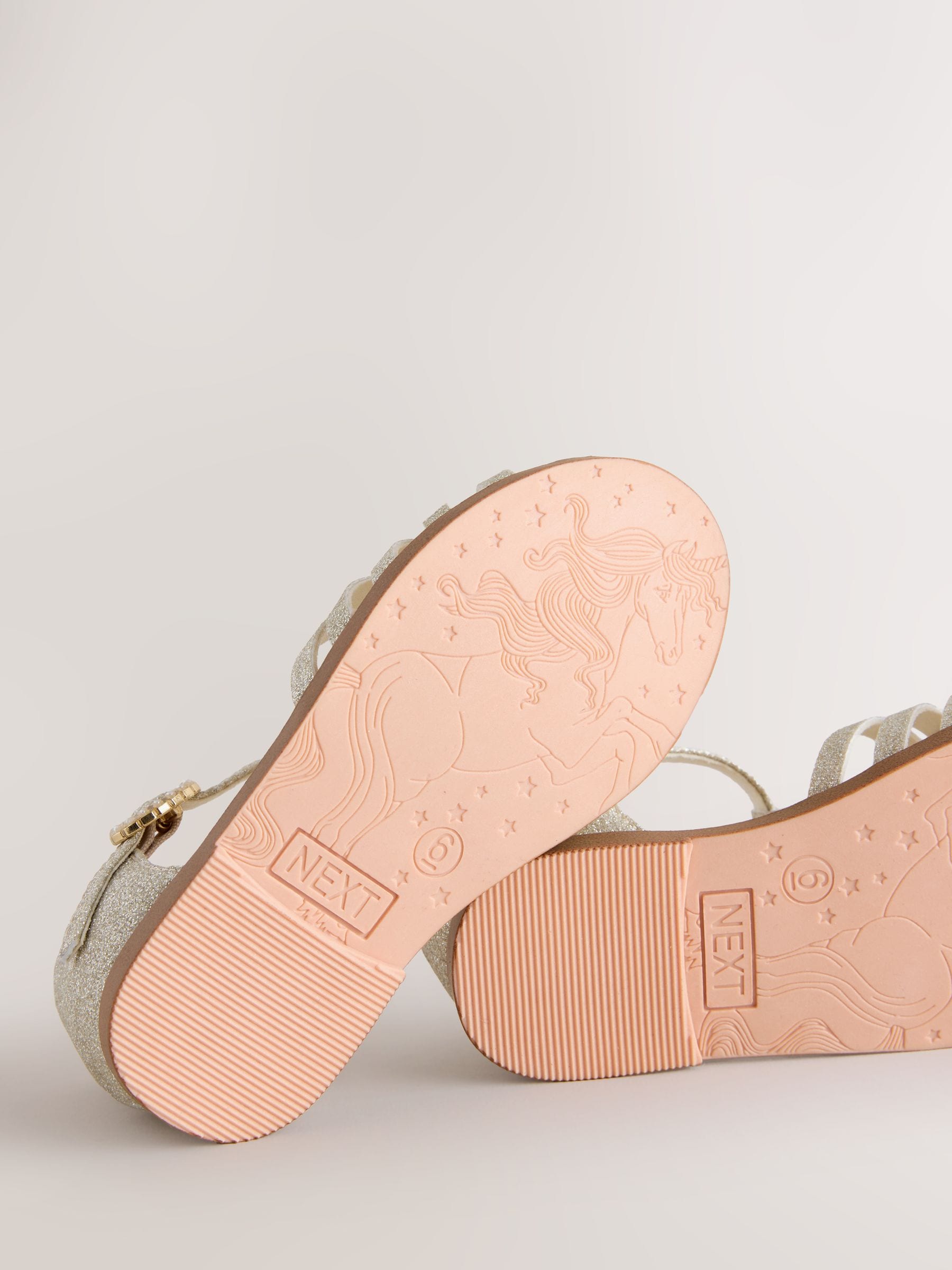 Gold Glitter Wide Fit (G) Fisherman Heart Occasion Sandals