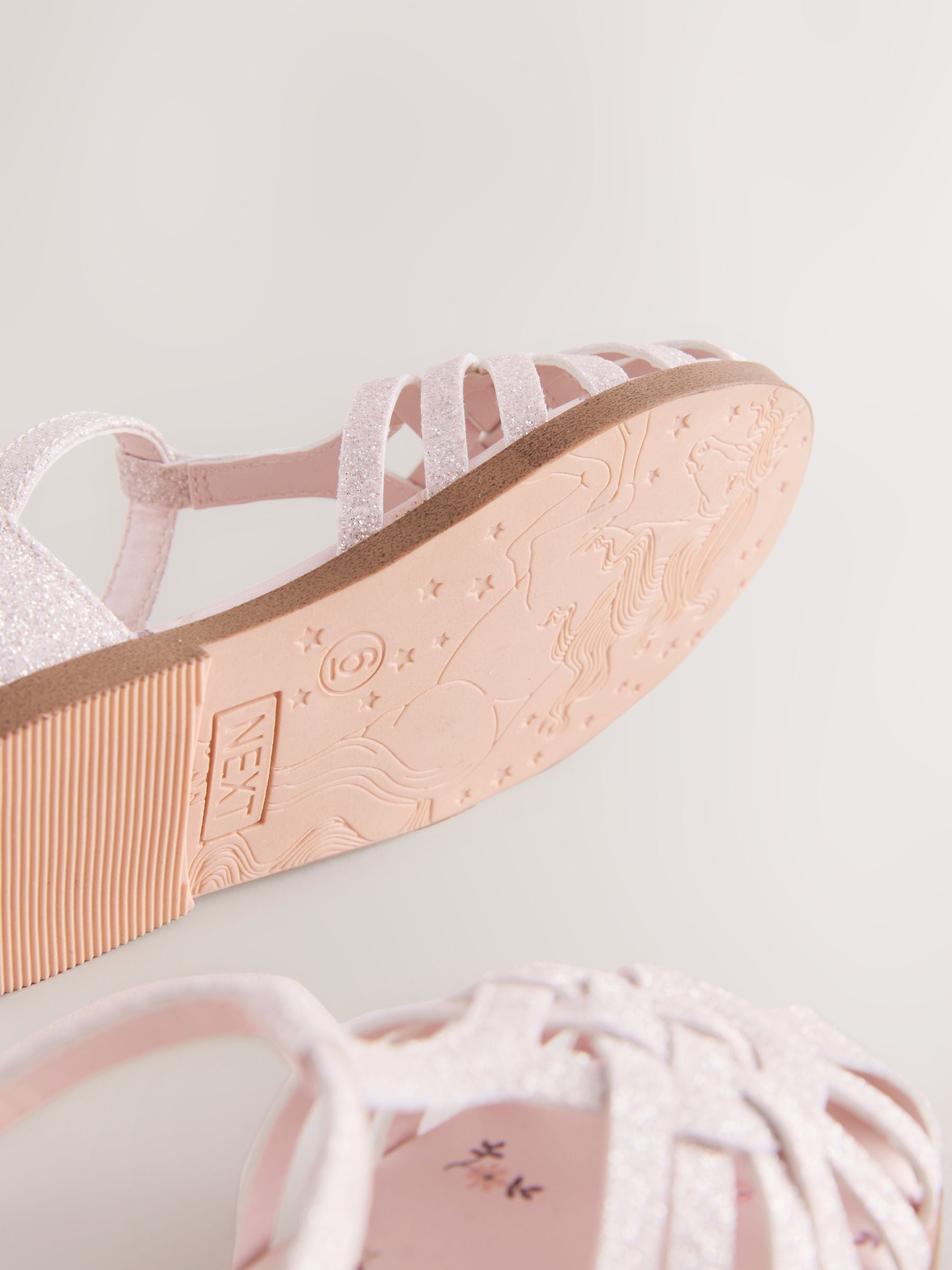 Pink Glitter Standard Fit (F) Fisherman Heart Occasion Sandals