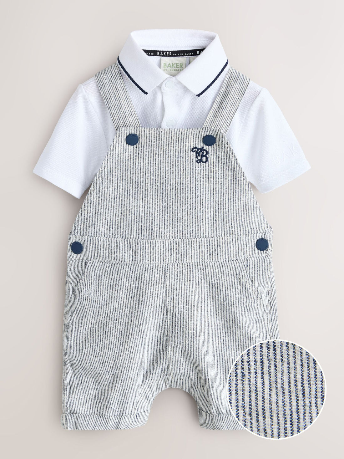 Baker by Ted Baker Stripe Dungaree and Polo Shirt Set