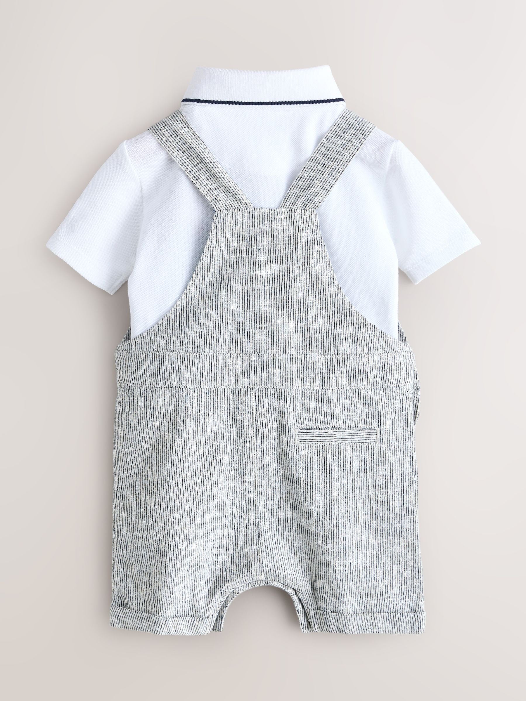 Baker by Ted Baker Stripe Dungaree and Polo Shirt Set