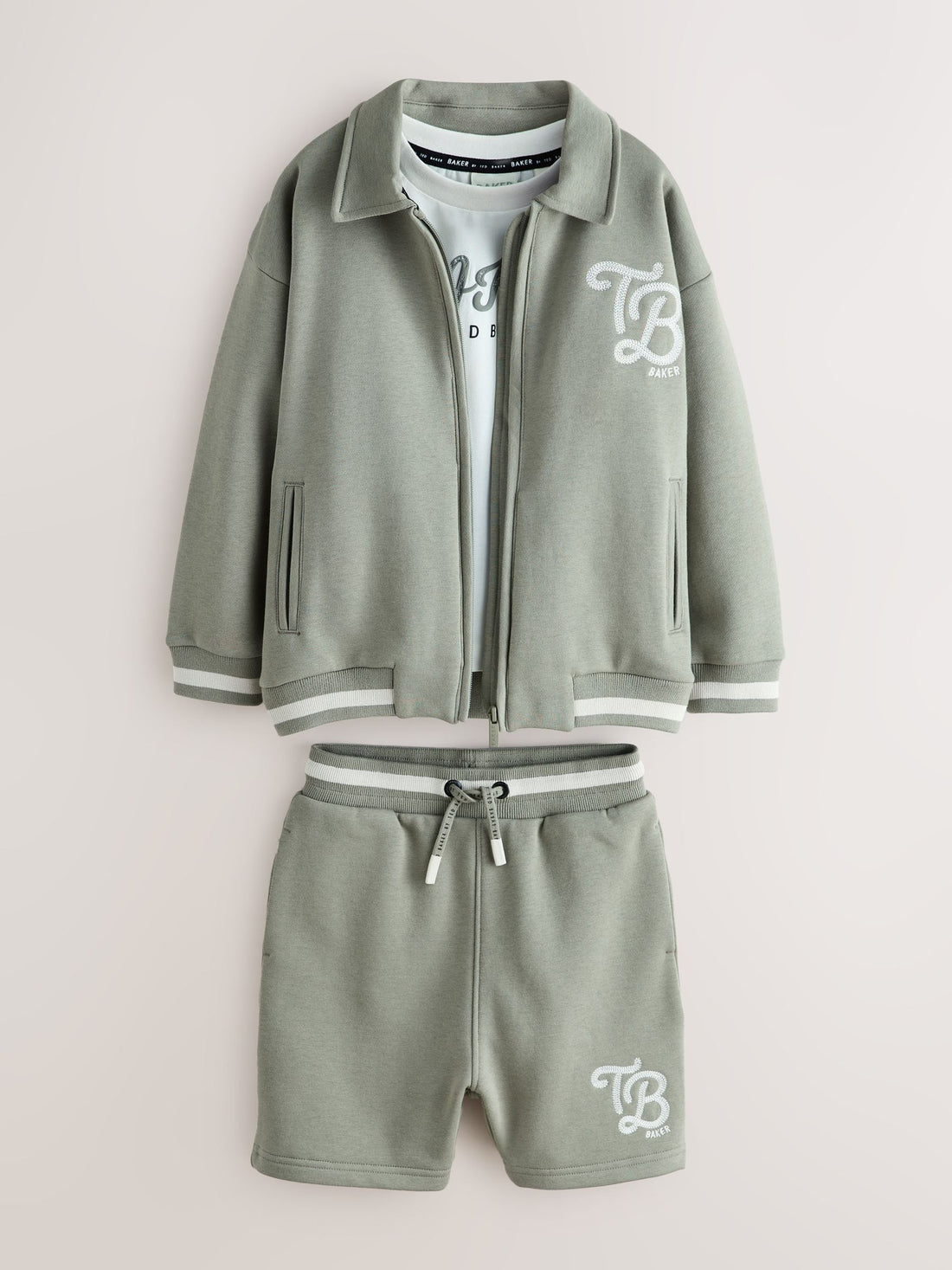 Baker by Ted Baker Green Varsity Jacket, T-Shirt and Shorts Set